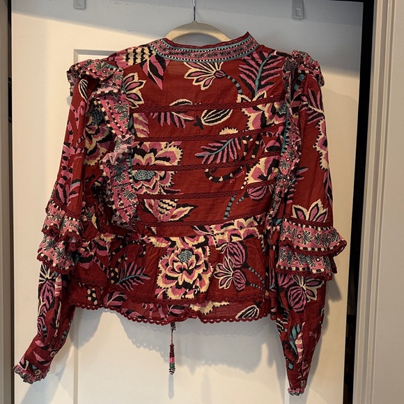 FARM Rio Mock Neck Ruffle Blouse Size M - Picture 8 of 8